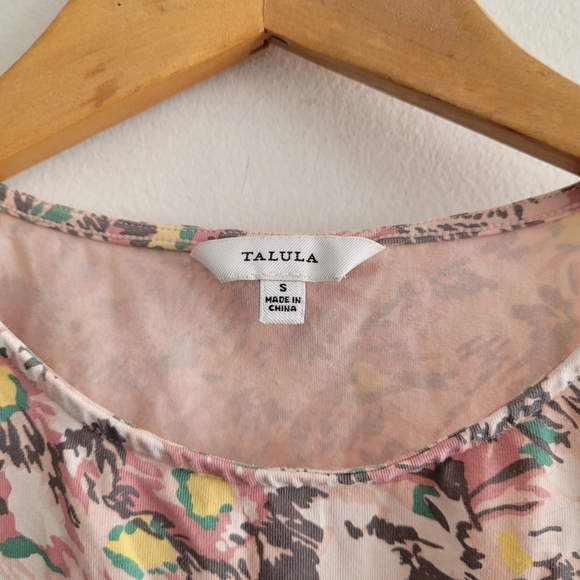 ARITZIA talula pink floral print high neck crop top size small - Picture 2 of 4